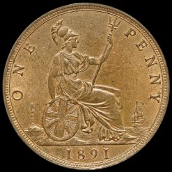 1891 Queen Victoria Bun Head Penny Reverse