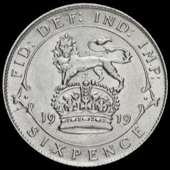 1919 George V Silver Sixpence Reverse