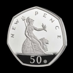 2019 UK 50p Silver Proof Coin, 50 Years of the 50p Reverse