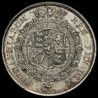 1817 George III Milled Silver 'Bull Head' Half Crown Reverse