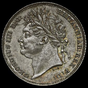 1825 George IV Milled Silver Sixpence Obverse