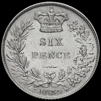 1834 William IV Milled Silver Sixpence Reverse