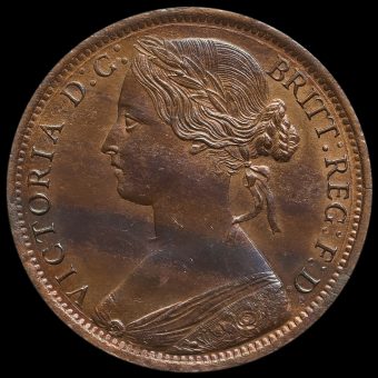 1865 Queen Victoria Bun Head Penny Obverse