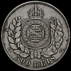Brazil 1867 Pedro II Silver 500 Reis Reverse