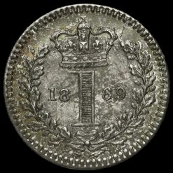 1869 Queen Victoria Young Head Silver Maundy Penny Reverse
