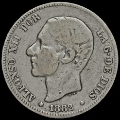 Spain 1882 Alfonso XII Silver 2 Pesetas Obverse