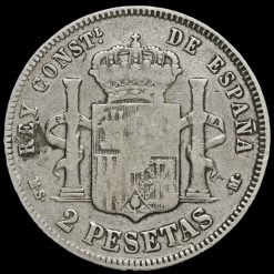 Spain 1882 Alfonso XII Silver 2 Pesetas Reverse