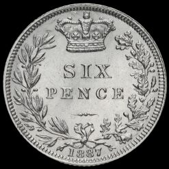1887 Queen Victoria Young Head Silver Sixpence Reverse