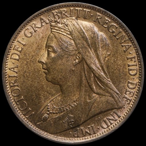 1895 Queen Victoria Veiled Head Penny Obverse