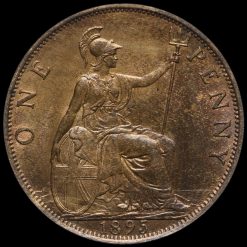 1895 Queen Victoria Veiled Head Penny Reverse