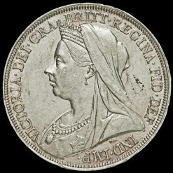 1897 Queen Victoria Veiled Head Silver LXI Crown Obverse