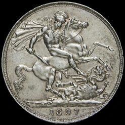 1897 Queen Victoria Veiled Head Silver LXI Crown Reverse