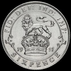 1911 George V Silver Sixpence Reverse