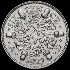 1927 George V Proof Silver Sixpence Reverse