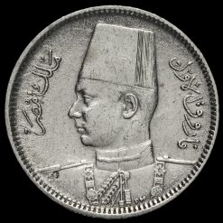 Egypt 1937 Farouk I Silver 2 Qirsh / Piastres Obverse