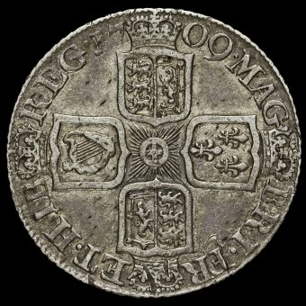1709 Queen Anne Early Milled Silver Shilling Reverse