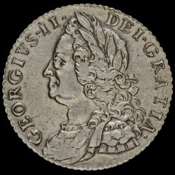 1758 George II Early Milled Silver Shilling Obverse