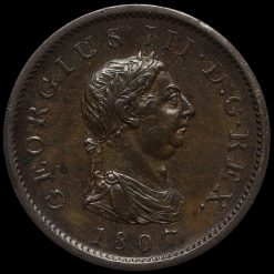 1807 George III Early Milled Copper Penny Obverse