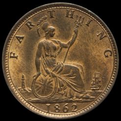 1862 Queen Victoria Bun Head Farthing Reverse