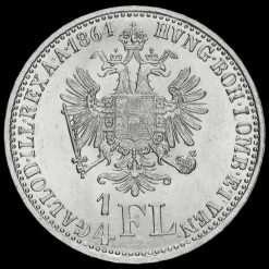 Austria - Habsburg 1864 A Franz Joseph I Silver 1/4 Florin Reverse