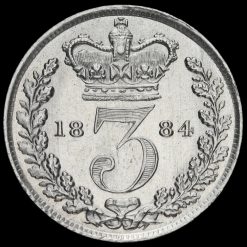 1884 Queen Victoria Young Head Silver Threepence Reverse