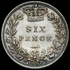 1887 Queen Victoria Young Head Silver Sixpence Reverse