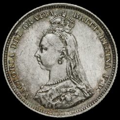 1888 Queen Victoria Silver Shilling (8 over 7) Obverse