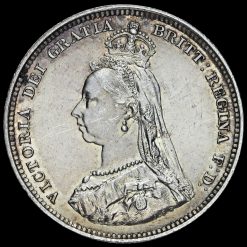 1888 Queen Victoria Silver Shilling (8 over 7) Obverse