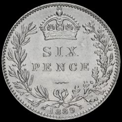 1889 Queen Victoria Jubilee Head Silver Sixpence Reverse
