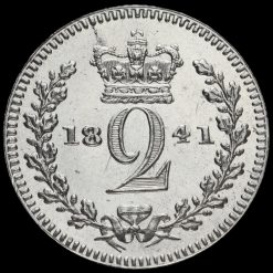 1841 Queen Victoria Young Head Silver Maundy Twopence Reverse