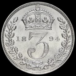 1894 Queen Victoria Veiled Head Silver Threepence Reverse