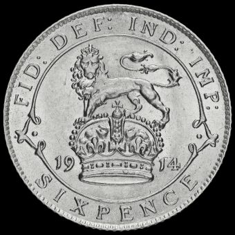 1914 George V Silver Sixpence Reverse