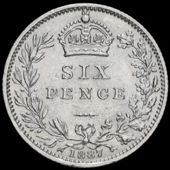 1887 Queen Victoria Jubilee Head Silver Wreath Sixpence Reverse