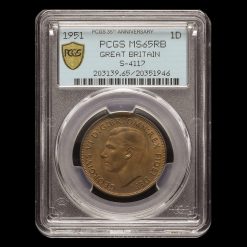 1951 George VI Penny PCGS MS65