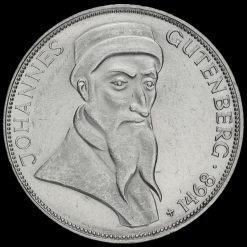 Germany 1968 Johannes Gutenberg Silver 5 Deutsche Mark Reverse