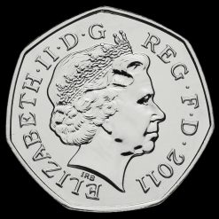 2012 UK Olympics Cycling Silver BU 2011 50 Pence Coin Obverse