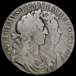 1689 William and Mary Early Milled Silver Half Crown Obverse