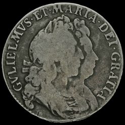 1693 William and Mary Early Milled Silver Half Crown Obverse