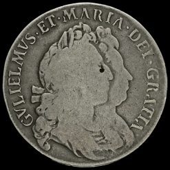 1693 William and Mary Early Milled Silver Half Crown Obverse