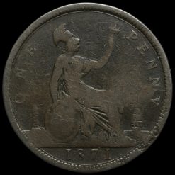 1871 Queen Victoria Bun Head Penny Reverse