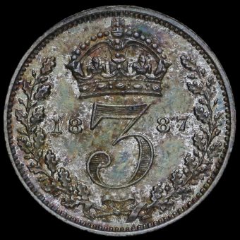 1887 Queen Victoria Jubilee Head Silver Threepence Reverse