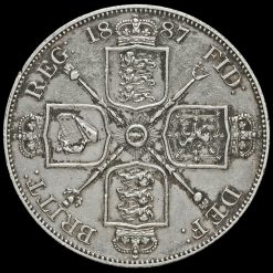 1887 Queen Victoria Jubilee Head Silver Double Florin, Arabic One Reverse