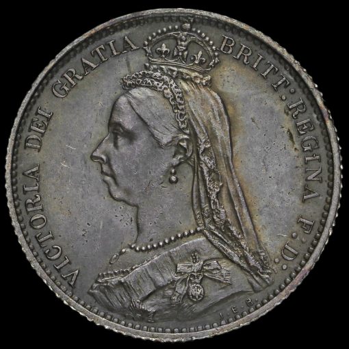 1887 Queen Victoria Jubilee Head Silver Sixpence Obverse