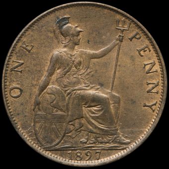 1897 Queen Victoria Veiled Head Penny Reverse