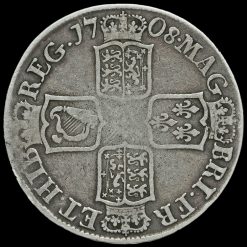 1708E Queen Anne Early Milled Silver Half Crown Reverse