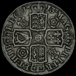 1713 Queen Anne Early Milled Silver Half Crown Reverse