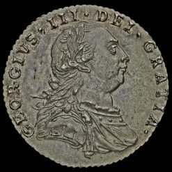 1787 George III Early Milled Silver Sixpence Obverse
