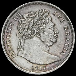 1817 George III Milled Silver 'Bull Head' Half Crown Obverse