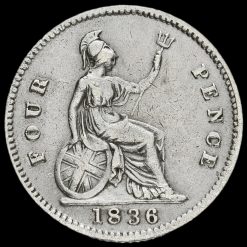 1836 William IV Milled Silver Fourpence / Groat Reverse