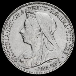 1897 Queen Victoria Veiled Head Silver Sixpence Obverse